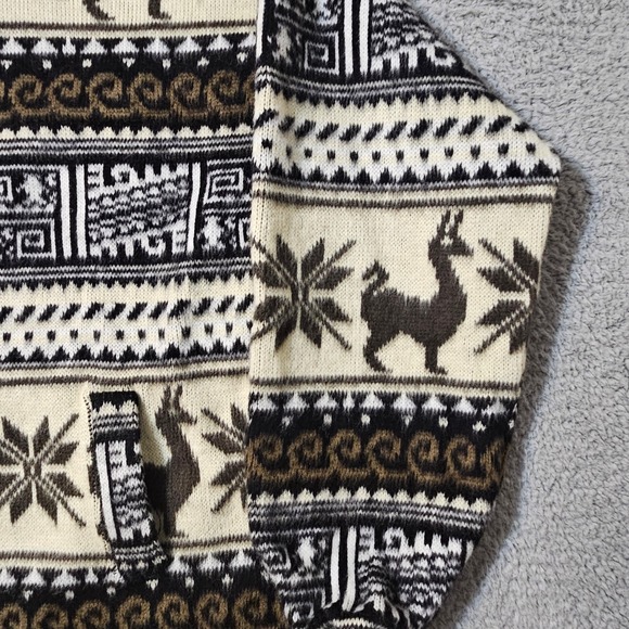 Tejidos Ali Maqui Alpaca Print Heavy Sweater Jacket Ecuador Geometric Aztec L - Picture 4 of 9